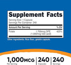 Nutricost Folic Acid (Vitamin B9) 1000 mcg, 240 Capsules