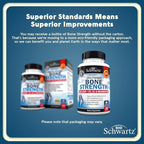 BioSchwartz Bone Strength Supplement - Gentle Non-Constipating Bone Health Supplement for Women & Men with 9-in-1 Complex with Calcium Magnesium Zinc D3 K2 & More - 3rd Party Tested - 2 Months