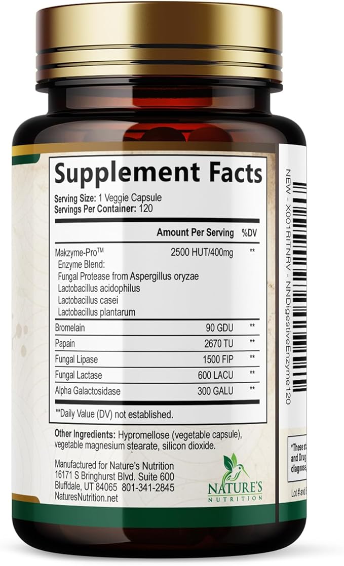 Digestive Enzymes - Super Digestive Multi Enzyme Complex for Bloating & Gut Health Support with Bromelain, Papain, Probiotics & Prebiotics - Digestion Health Support for Women & Men - 120 Capsules