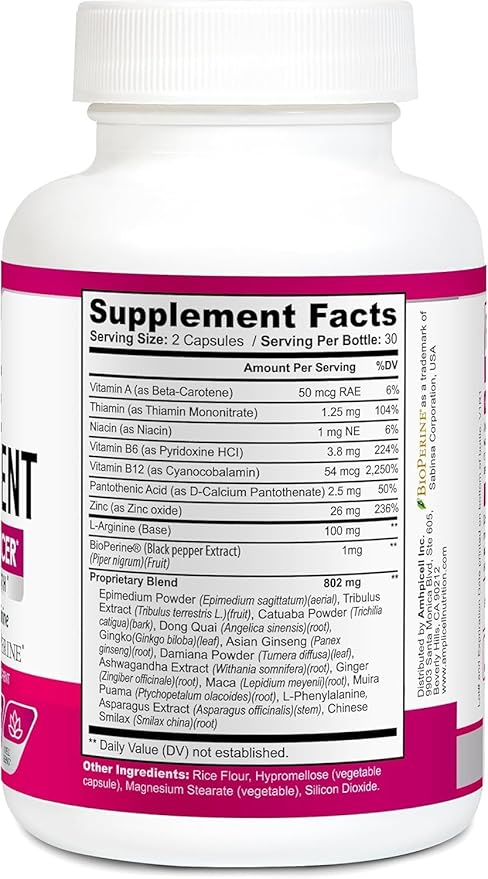 Women’s Vitality & Libido Support – Hormone, Mood & Energy Balance with Maca, Dong Quai, Ginseng, Ashwagandha & Herbal Aphrodisiac Blend – 60 Capsules