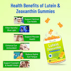 Eye Vitamins Lutein & Zeaxanthin Gummies, Sugar Free Eye Health Supplements with Bilberry, Astaxanthin - Support Blue Light, Visual Function and Macular Health - Mango Flavored, 120 Count