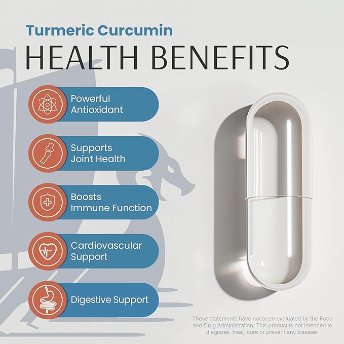 Vykee Nutrition Turmeric Curcumin 2,000mg with Ginger & Piperine – High Potency 95% Curcuminoids, Enhanced Absorption and Joint Support – Vegan, Non-GMO, 120 Capsules