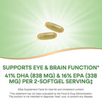 Nature's Way Mega-DHA Premium Fish Oil, Supports Eye and Brain Function*, Omega-3, EPA DHA Omega 3 Supplement, 2,000 mg Fish Oil per 2-Softgel Serving, 60 Softgels (Packaging May Vary)