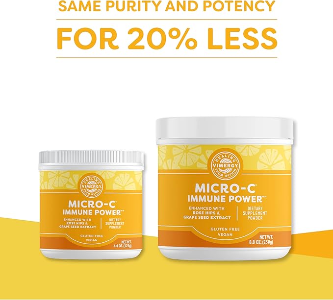 Vimergy Micro-C Immune Power TM *- 250g– 69 Servings – 2000mg/serving – Gentle Form – Antioxidant Phytonutrients – Immune & Nerve Support – Benefits Bone & Cartilage – Gluten-Free – Kosher – Vegan