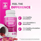 Rosabella Organic Beet Root Capsules - 1300mg Beet Root Powder Aids Healthy Circulation & Vitality, Non-GMO, Beet Root Supplement - 180 Capsules, 90-Day Supply