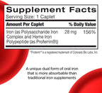 Feosol Complete Iron Supplement Caplets, Bifera Iron for High Absorption, Heme and Non-Heme Dual Action Minimizes Side Effects, 1 Per Day, Energy and Immune System Support, Pack of 2, Total 60 Count