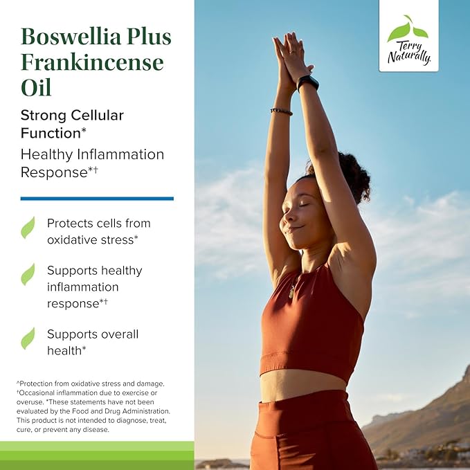 Terry Naturally Boswellia Plus Frankincense Oil - Joint Support Supplement to Support Mobility & Joint Comfort - Support Cellular Health with Boswellia & Frankincense Oil - 60 Softgels