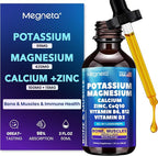 Potassium Magnesium Calcium Zinc Liquid Complex – Chelated Minerals with D3, B6, B12 & CoQ10 for Superior Absorption, Heart, Bone, Muscle, Sleep & Anti-Aging Support, 2 Fl Oz(60ml)