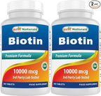 Best Naturals Biotin (Also Called Vitamin B7), 10,000 mcg 365 Tablets (365 Count (Pack of 2))