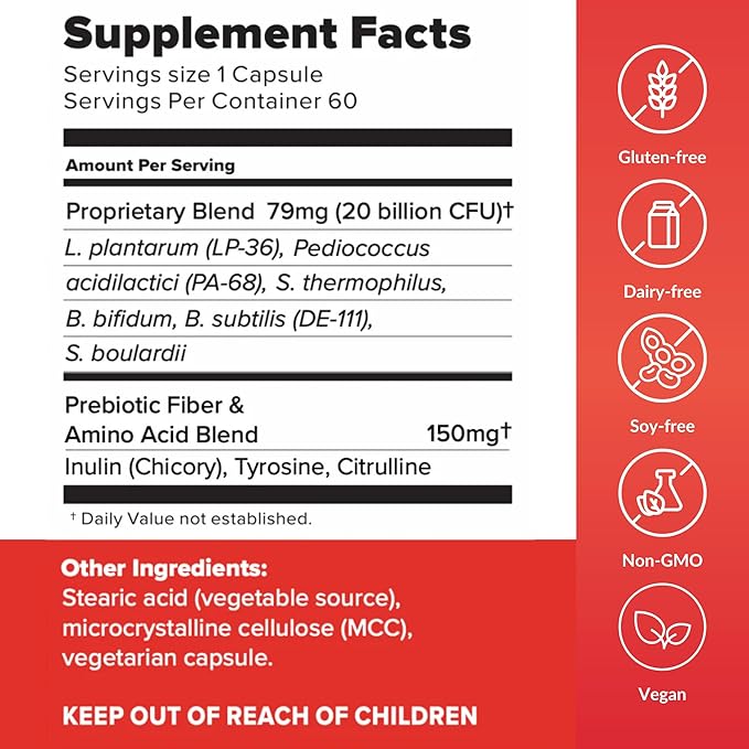 BiotiQuest Heart Centered Probiotics to Support The Cardio Vascular System and Heart Health, 20 Billion CFU, Non-GMO, and Gluten Free, 60 Capsules