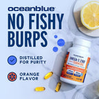Oceanblue 2100 Triple Strength Omega-3 Fish Oil with Turmeric | Burpless Omega 3 Combo Supplement with Curcumin EPA DHA DPA| Heart and Joint Support | 60 Softgels