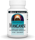 Source Naturals Manganese, Amino Acid Complex - Supports Energy Production* - 10 mg - 250 Tablets