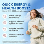 Vitamin B12 5000 mcg, Sublingual Methylcobalamin, Natural Peach Flavor, Nervous System Health, Energy Support, No Sugar, 300 Fast Dissolve Tablets