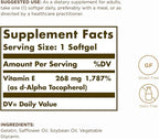 Solgar Vitamin E 268 mg (400 IU) - 100 Softgels - Naturally-Sourced Vitamin E as d-Alpha Tocopherol - Gluten Free, Dairy Free - 100 Servings