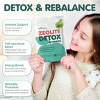 Zeolite Detox for Kids & Adults, 350mg Zeolite & 300mg Chlorella Detox Gummies, Detox Chewables Gentle Body Toxin Cleanse, 60 Gummies, Green Apple