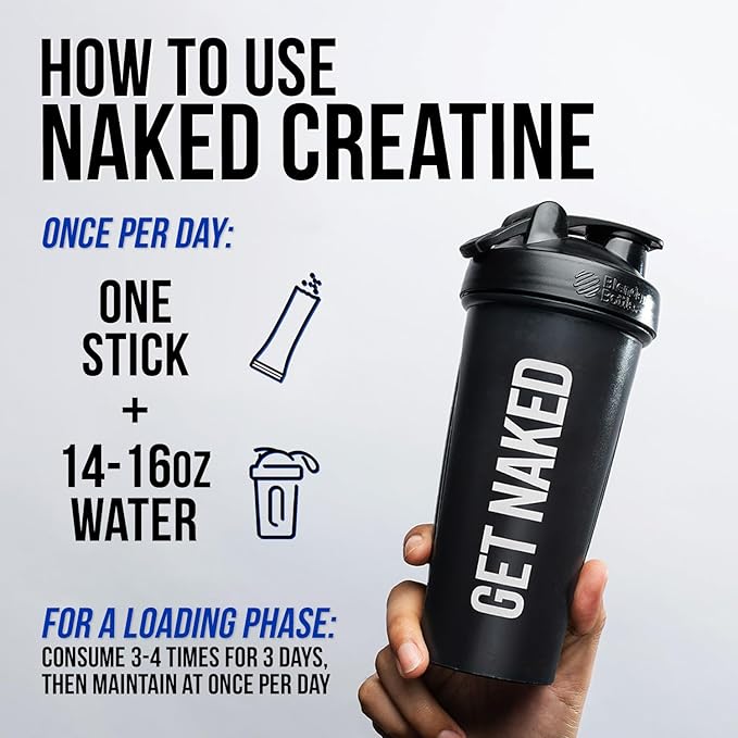 NAKED Creatine Stick Packs - Unflavored Micronized Creatine, NSF Certified,Vegan, Non-GMO, Gluten-Free, Soy-Free, No Fillers, Supports Muscle Growth & Strength - 30 Servings