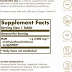 Solgar MSM 1000 mg - 120 Tablets, Pack of 2 - Supports Joints & Connective Tissue - Non-GMO, Vegan, Gluten Free, Dairy Free, Kosher - 240 Total Servings