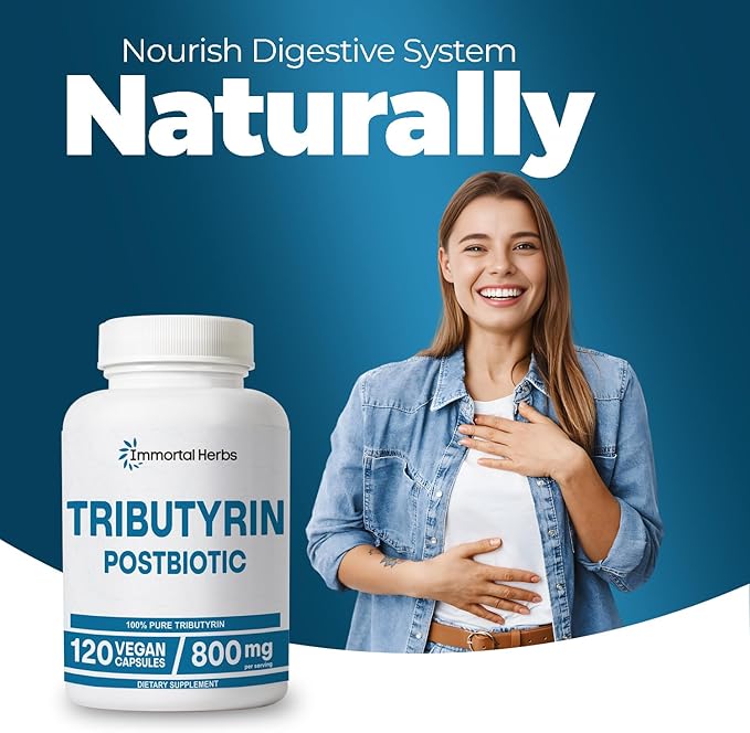 Tributyrin Supplement 800mg, Advanced Butyrate Form, 55% Standardized, More Effective Delivery Than Sodium Butyrate, 120 Capsules, Non-GMO & Gluten Free Postbiotic Supplement