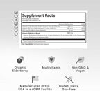 Codeage Elderberry Vitamins - Organic Fermented Elderberry Blend, Vitamin C from Ascorbic Acid & Organic Acerola Cherries, Vitamin D3, Zinc, Sambucus Berries - 90 Capsules