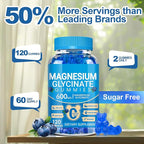 Magnesium Glycinate Gummies 600mg, Chewable Sugar Free Potassium Magnesium Gummies for Sleep, Body Support and Relaxation, Magnesium Supplements with Vitamin D, B6, and CoQ10 for Men & Women