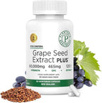 Grape Seed Extract Plus-Vitis Vinifera (60 Capsules)-60,000 mg Strength, 60 Vegan Capsules, 465mg Polyphenols (Proanthocyanidins), Potent 120:1, 2 Month Supply, Non-GMO and All-Natural