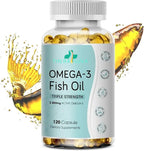 Triple Strength Wild Alaskan Fish Oil, Omega-3 2500mg, EPA 1,300mg + DHA 1,200mg, Supplement for Heart and Joint Health, 2 Month Supply, 120 Softgels