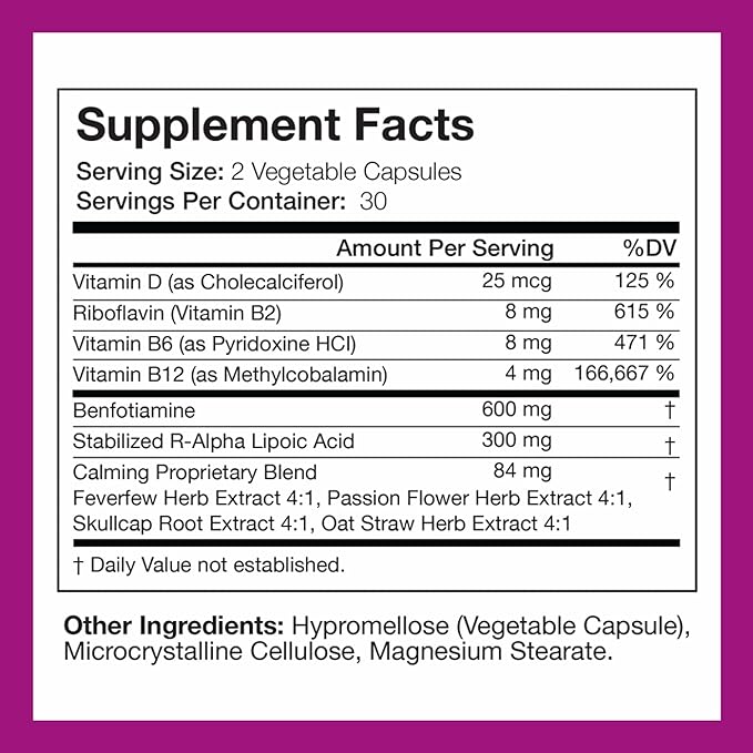 NERVE RENEW Advanced Nerve Support Supplement - 300mg Stabilized R-Alpha Lipoic Acid, Vitamin B Complex, Benfotiamine, Herbs for Fast-Acting Support - 60 ct