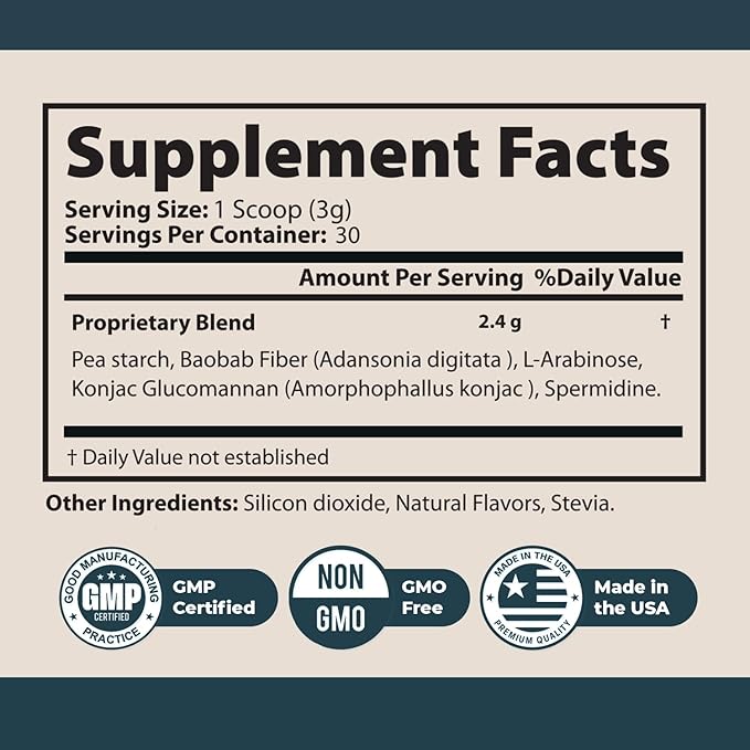 Max Brain – Daily Fiber & Botanical Powder with Baobab, Konjac Glucomannan, Spermidine & L-Arabinose – Non-GMO Formula – Made in USA – 30 Servings, 3.17 oz, 2 Month Supply