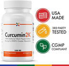 Stop Aging Now - Curcumin2K Formula with Bioperine - Brain & Heart Health, Antioxidants & Joint Health Support - Turmeric & Black Pepper Extract - 60 Vcaps (3 Bottle Multi-Pack)
