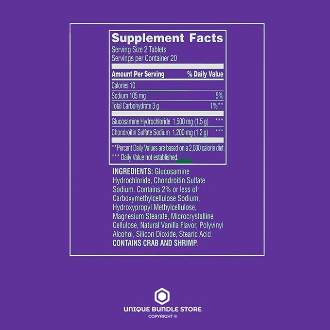Glucosamine Chondroitin Triple Strength 40 Tablets, Glucosamina Suplemento, 1400mg Glucosamine + 1200mg Chondroitin, Daily Joint Support, Gluten Free (Pack of 2)