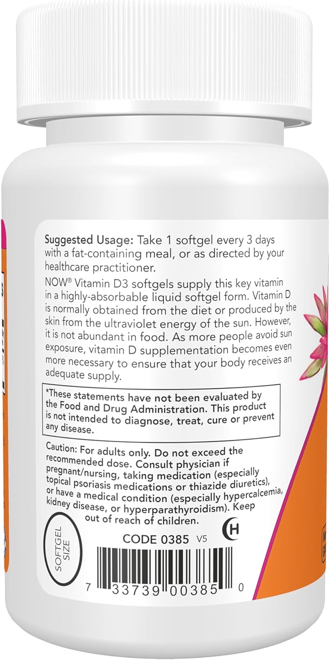 NOW Foods Supplements, Vitamin D-3 10,000 IU Softgels, Vitamin D, Joint Support, 240 Softgels