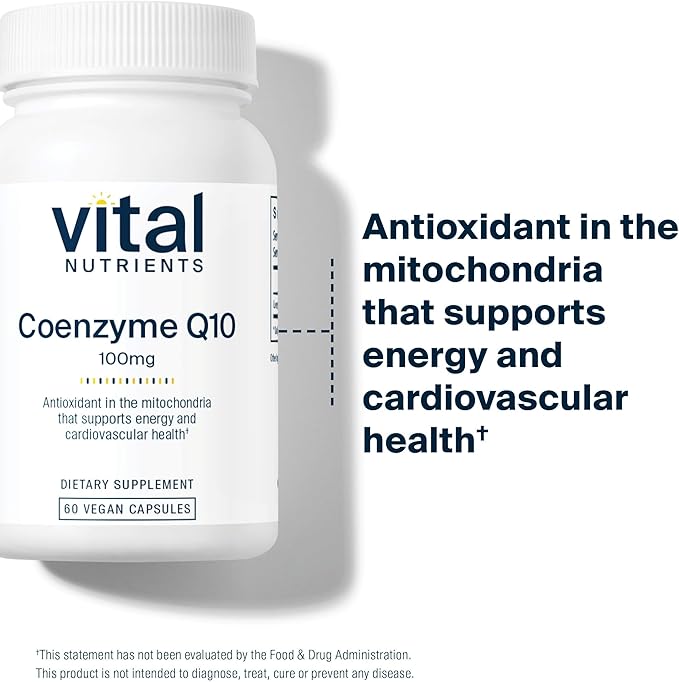 Vital Nutrients CoQ10 100mg - Vegan Supplement - CoEnzyme Q10 from Ubiquinone - Potent Antioxidant to Support Heart Health and Energy Levels* - Gluten, Dairy and Soy Free - Non-GMO - 60 Capsules