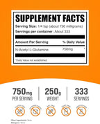 BulkSupplements.com N-Acetyl L-Glutamine Powder - Amino Acid Nutritional Supplements - Recovery Supplements Post Workout - Amino Acids Supplement For Women - Post Workout For Men (250 Grams - 8.8 oz)