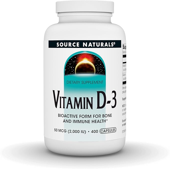 Source Naturals Vitamin D-3, Bioactive Form for Bone & Immune Health*, 50mcg (2000 iu) - 400 Capsules