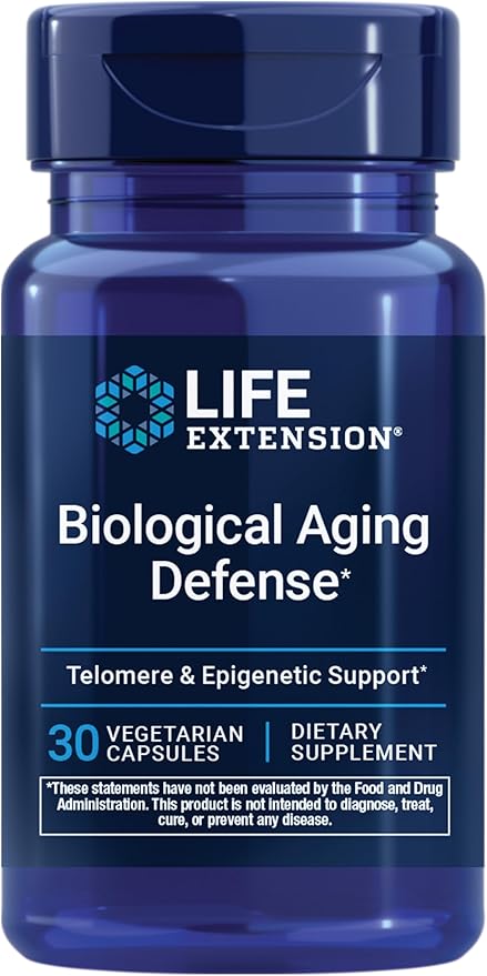 Life Extension® Biological Aging Defense, Healthy Aging Support, DNA methylation, telomere Supplement, Scarlet beebalm, Gluten-Free, Non-GMO, Vegetarian, 30 Capsules