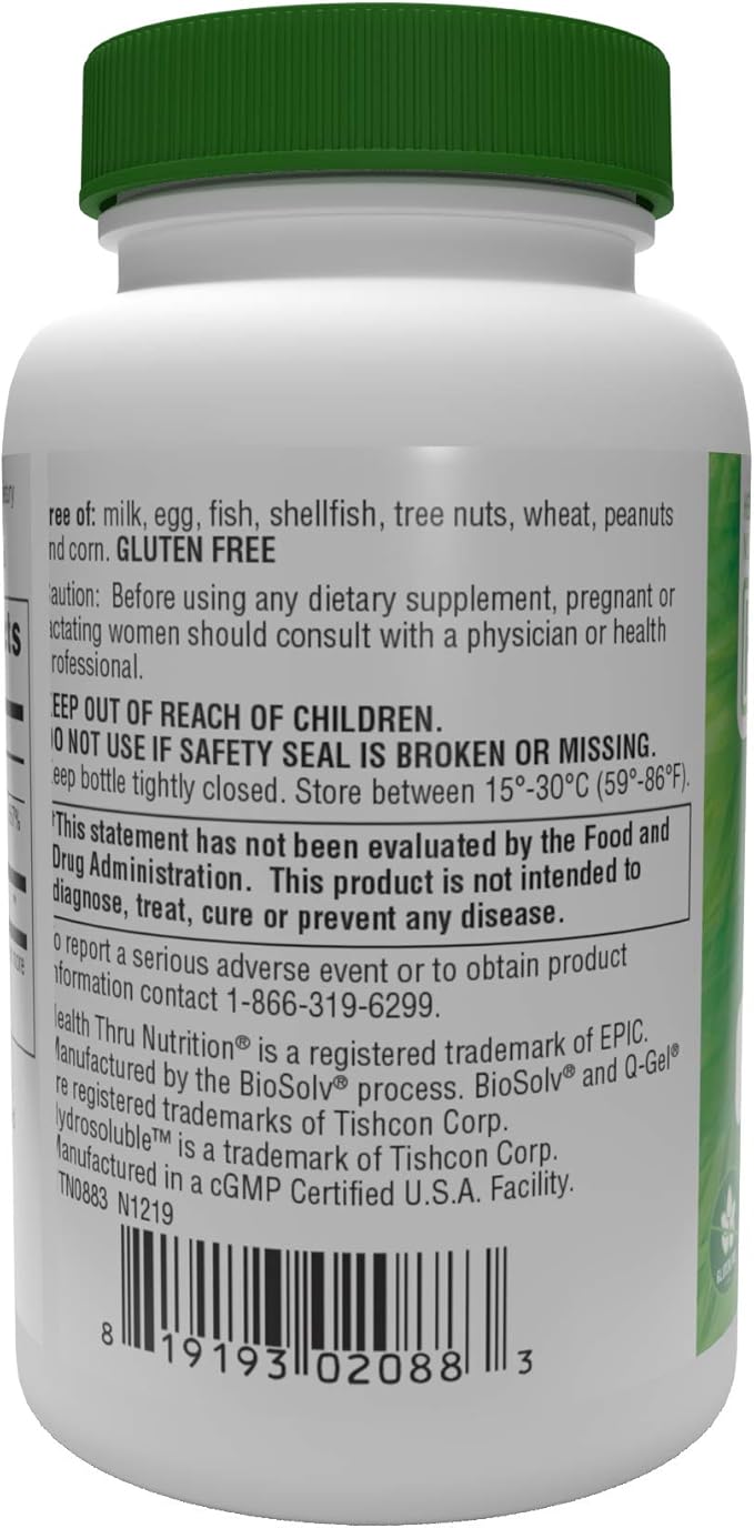 Health Thru Nutrition Q-Gel CoQ-10 100mg with Vitamin E: 3X Absorption, Clinically Studied for Cardiovascular & Mitochondrial Support (60 Softgels)