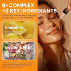 Methylated B Complex Liquid Drop, Liquid B Complex Vitamins for Women, with Methyl B12, Methylfolate, B1, B3, B5, B6, B7, C, Omega-3, Inositol, Magnesium, TMG Supplement for Energy Support, 2 FL OZ