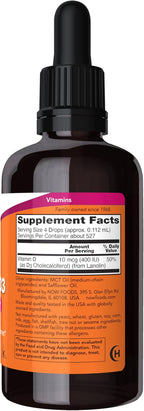 NOW Foods Supplements, Liquid Vitamin D-3, Strong Bones*, Structural Support*, 2-Ounce