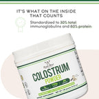 Double Wood Supplements Bovine Colostrum Powder for Women and Men, for Gut Health, Skin & Hair, Immune Support (120 Grams, 60 Day Supply - Standardized to 30% Total Immunoglobulins and 60% Protein)