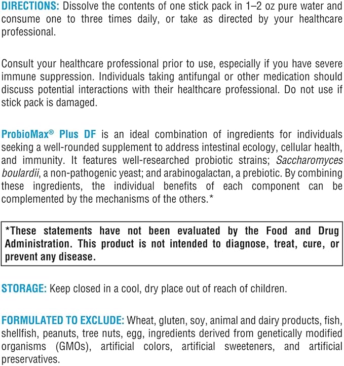 XYMOGEN ProbioMax Plus 40B - 40 Billion CFU Probiotic Powder for Digestive Health Support* - Saccharomyces boulardii - Vegetarian, Non-GMO & Gluten-Free - 30 Stick Packs
