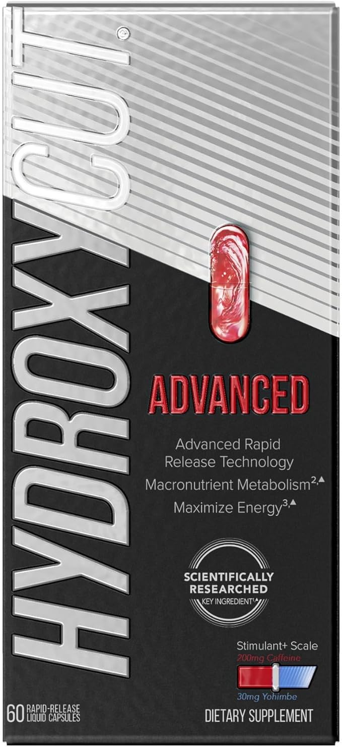 Hydroxycut Advanced - Thermogenic Supplement - Metabolism & Energy Support for Men & Women - C. Canephora Robusta, Yohimbe Extract & 200 mg Caffeine - Rapid Release Liquid Capsules - 60 Capsules