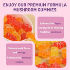 Ashwagandha and Mushroom Gummies 500mg with 8 Mushroom Blend (Reishi,Lion's Mane,Cordyceps) - Mushroom Gummies for Focus and Energy,Cognitive Boost -Mushroom Supplement for Adults,80 Count