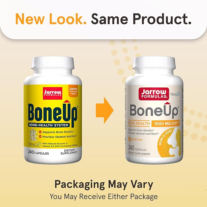 Jarrow Formulas BoneUp for Bone Density - Vitamin D3 and K2, Calcium Support, 240 Capsules, Provides Skeletal Nutrition, Up to 40 Days Supply