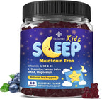 Kids Sleep Gummies Melatonin Free - with Magnesium Glycinate, Lemon Balm, L-Theanine & GABA - Calming Relaxation, Support Natural Sleep, Quiet Mind - Berry Flavor, Non-Habit Forming