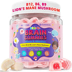 Kid Focus Gummies, Lion's Mane Mushroom Gummies for Kid Brain - Methyl B6, B9, B12 + Super Greens - Focus and Attention Supplements, Cognitive Function & Energy & Vision Support - 60 Vegan Gummies