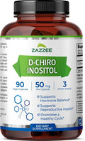 Zazzee D-Chiro-Inositol, 50 mg per Capsule, 90 Vegan Capsules, Ideal Dosage for 40:1 Ratio with Myo-Inositol, 3 Month Supply, 100% Vegetarian, Non-GMO