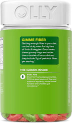 OLLY Fiber Gummy Rings, 5g FOS Prebiotic Fiber, Digestive Health Supplement,* Strawberry Watermelon Flavored, 50 Day Supply - 100 Count