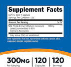 Nutricost Milk Thistle Capsules 300mg, 120 Capsules (80% Silymarin) - Gluten-Free & Non-GMO