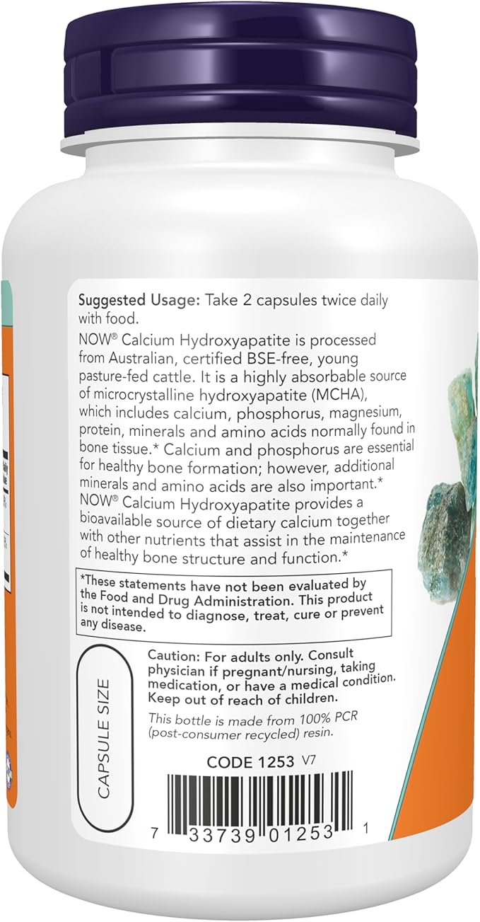 NOW Foods Supplements, Calcium Hydroxyapatite Caps, Supports Bone Health*, 120 Capsules