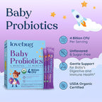 LOVEBUG Award Winning USDA Organic Probiotic for Babies | Multi-Strain 4 Billion CFU | Easy-to-Take Powder | Sugar Free | Ages 6-12 Months | 30 Packets